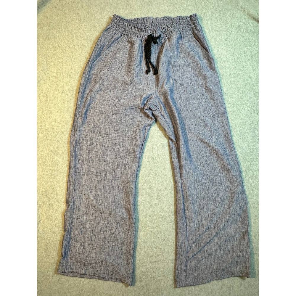 LoeLoe NY Womens 2 Piece Set Blue Heathered Button Down Shirt and Pants  NEW - Picture 7 of 13